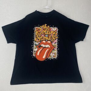 The Rolling Stones Graphic Shirts Adult XXL 2XL Black Tongue Logo Shorts Sleeve